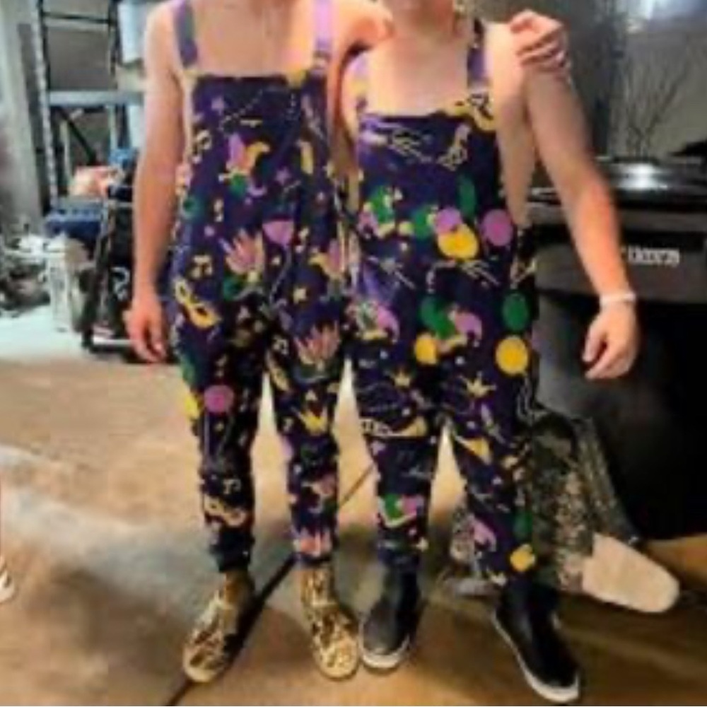 Mardi Gras Colorful Overalls 2X NEW